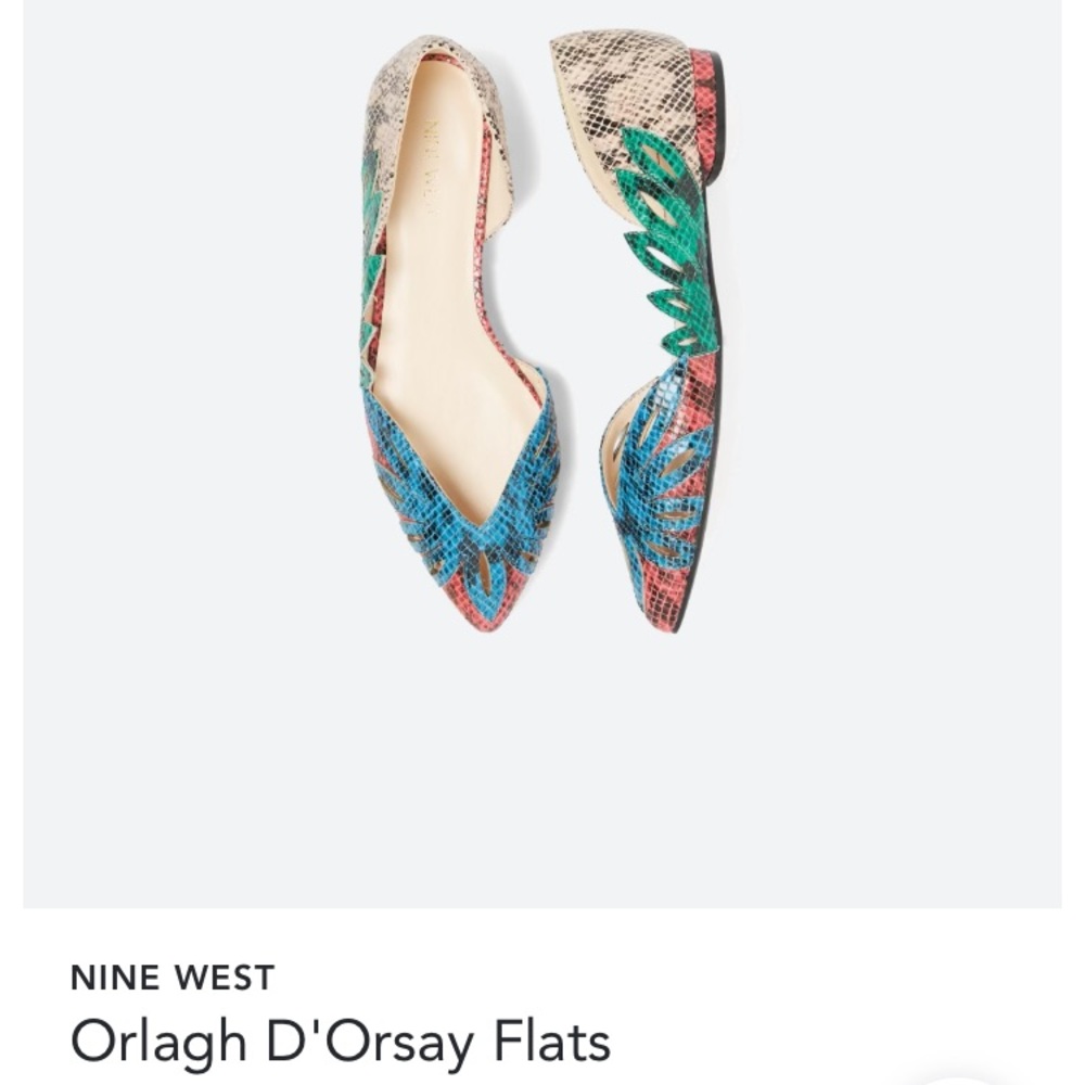 Nine West size 10 peacock flats